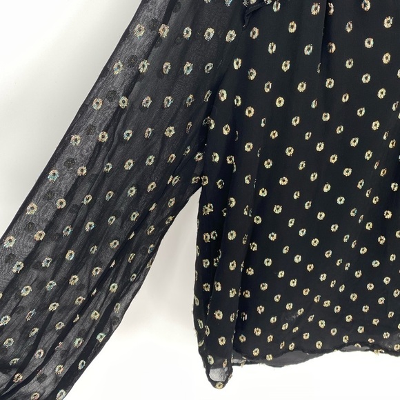 Loft sheer long sleeve ruffle chiffon sparkle shirt - Picture 5 of 9